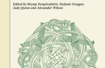 Book cover shows a round, green knot-pattern of lines, dragon heads and claws. The main title reads: The Prosimetrium of the Íslendingasögur.