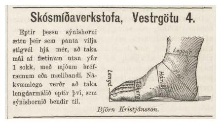 Stígvél - auglýsing úr Fjallkonunni 1900